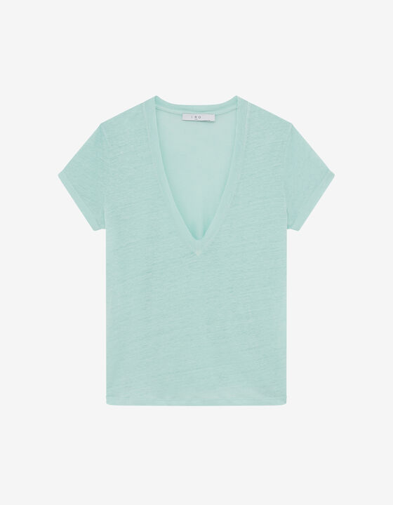 T-SHIRT EN LIN COL V