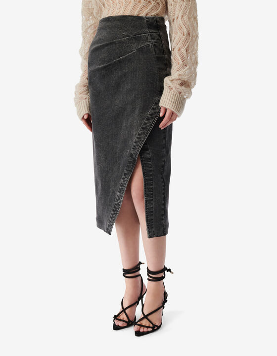 ASYMMETRICAL MIDI SKIRT