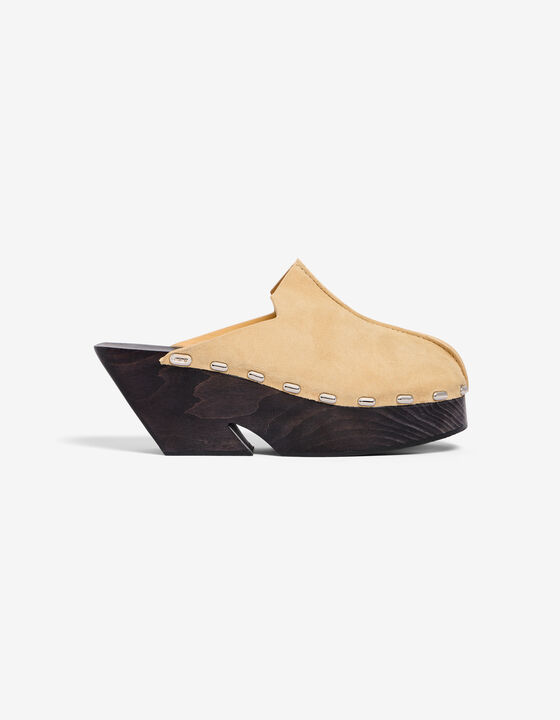 SUEDE STUDDED CLOGS