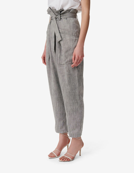 LINEN-BLEND CARROT PANTS