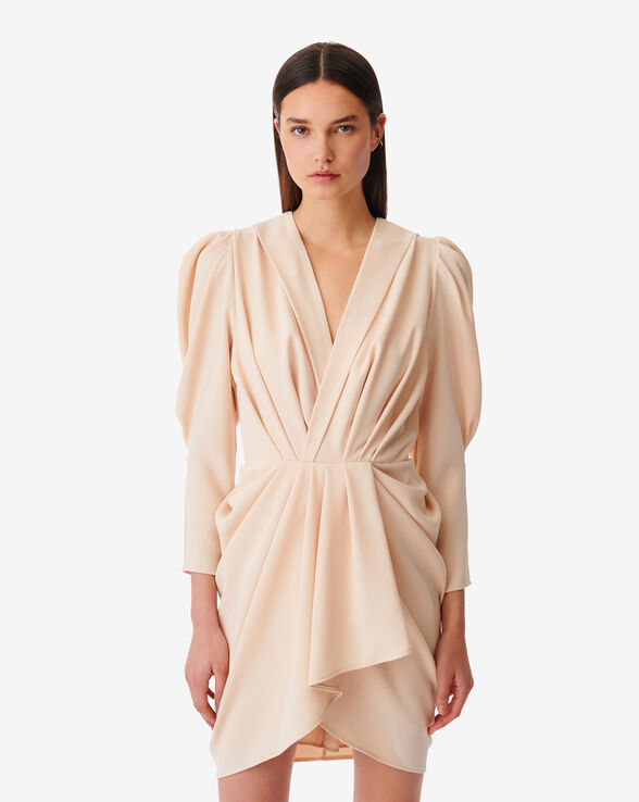 KALEA SHORT PLEATED V-NECK DRESS