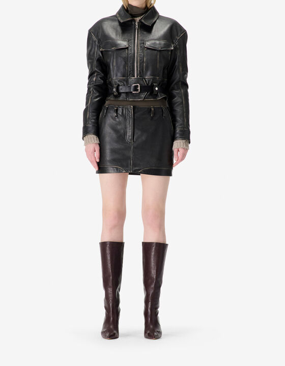 BELTED LEATHER JACKET