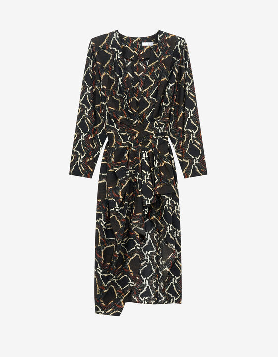 DRAPED PYTHON PRINT DRESS