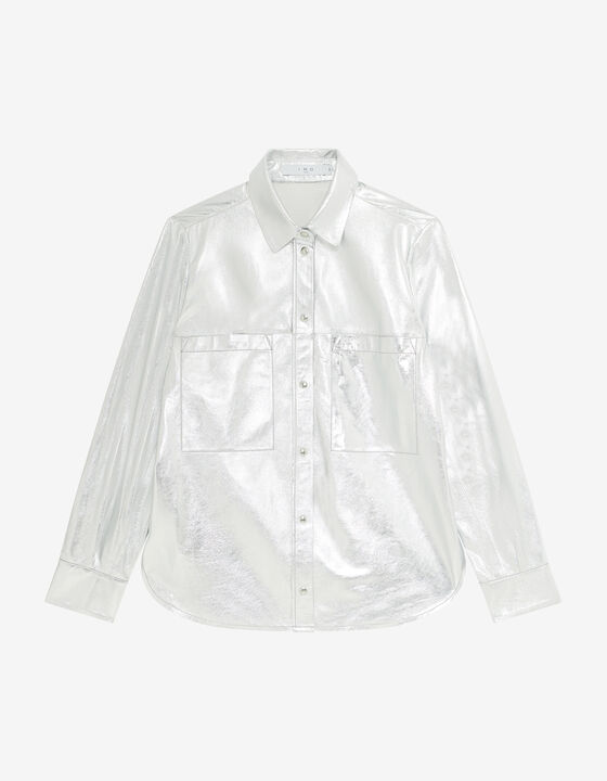 SILVER LEATHER OVERSHIRT