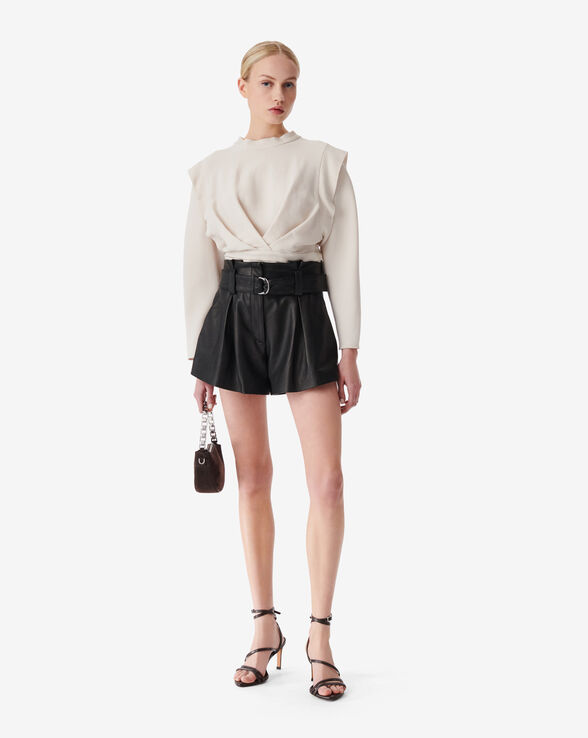 MORIN BELTED LEATHER SHORTS