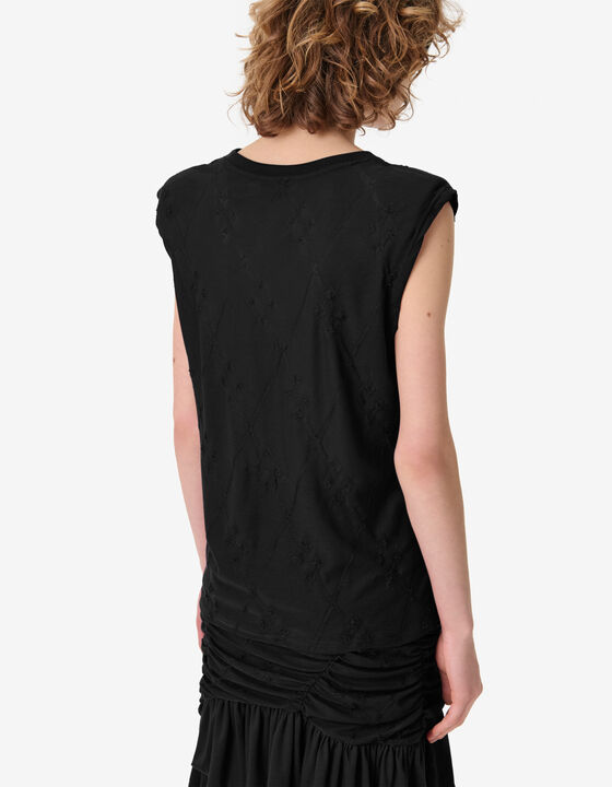 TEXTURED SLEEVELESS T-SHIRT