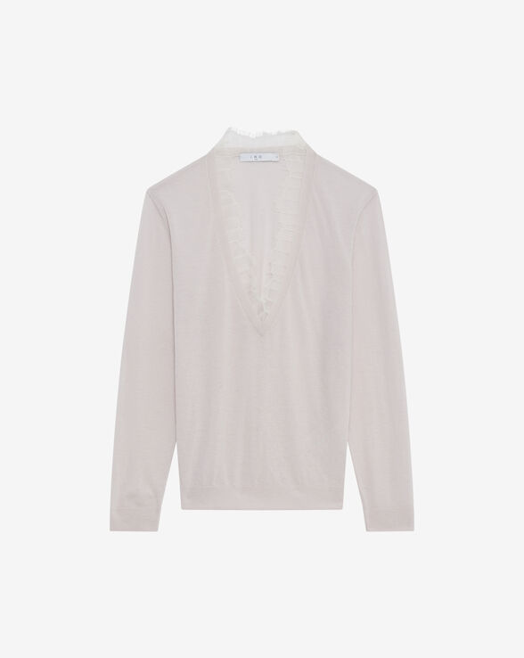 HABY LACE V-NECK SWEATER