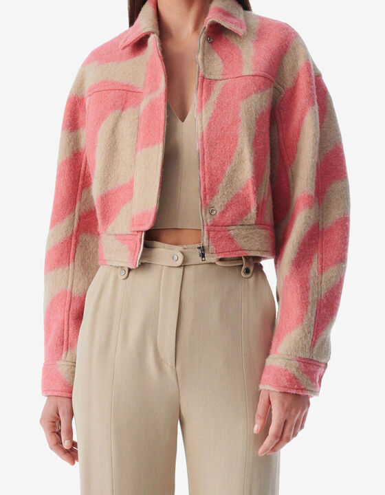 ZEBRA PATTERNED CROPPED JACKET