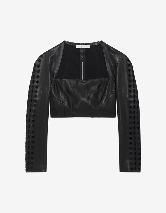 TOP RACCOURCI BRODÉ EN CUIR