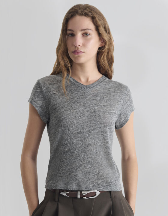 V-NECK LINEN T-SHIRT
