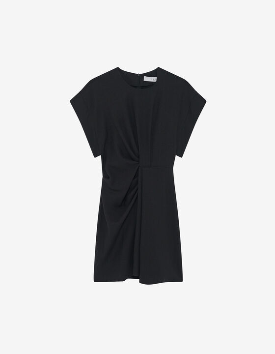 SHORT GATHERED ROUND-NECK DRESS