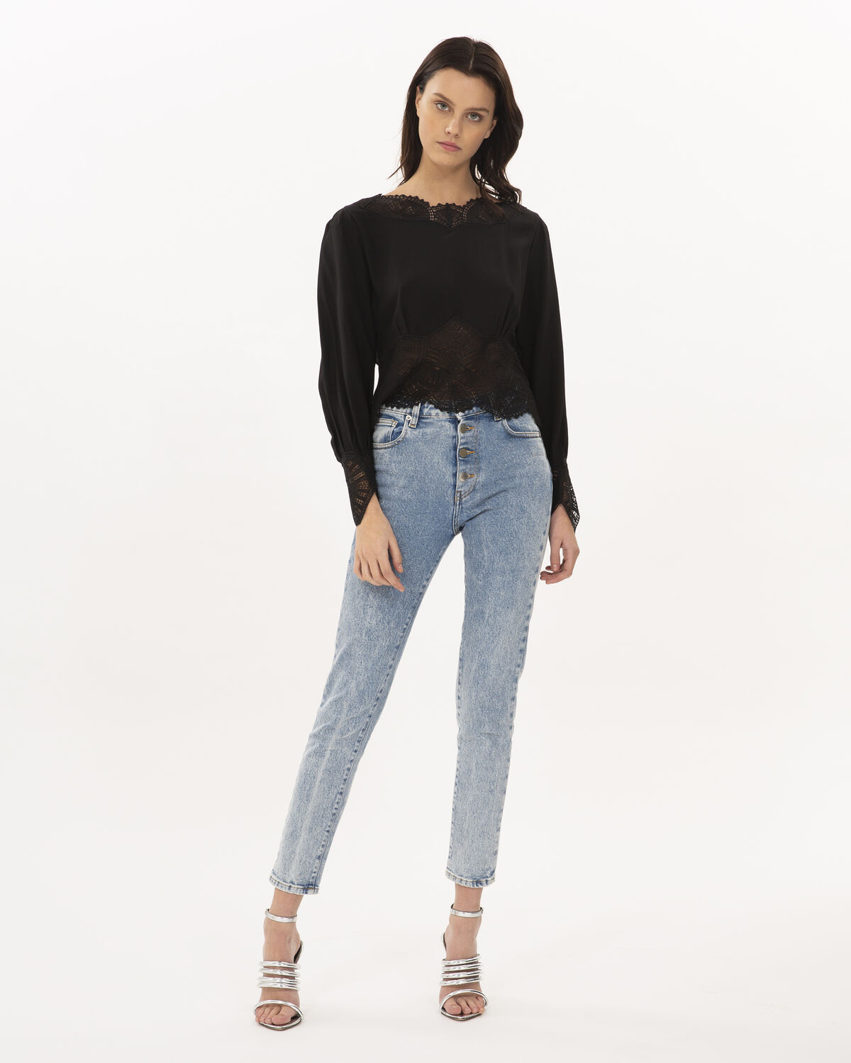 Photo of IRO Paris Ivya Top Black - This Top Plays On The Effects Of Volume With Its Tight Hook Lace At The Ends And Its Long Sleeves Slightly Puffed. Its Low Neckline Plunging Into The Back Will Bring A Chic Touch To Your Outfits. Spring Summer 19