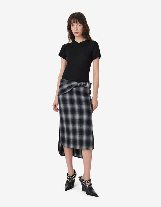 CHECKED MIDI SKIRT