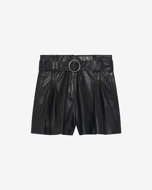 PAOLI BELTED LEATHER SHORTS