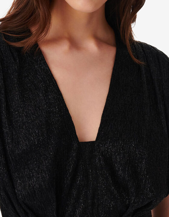 SHORT DRAPED V-NECK DRESS