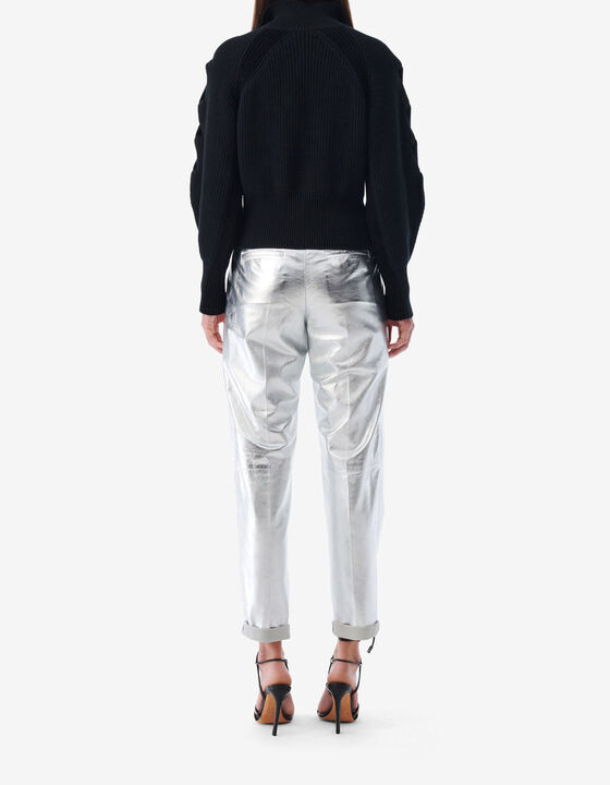 SWEATER WITH CUT-OUTS AND PUFFED SLEEVES