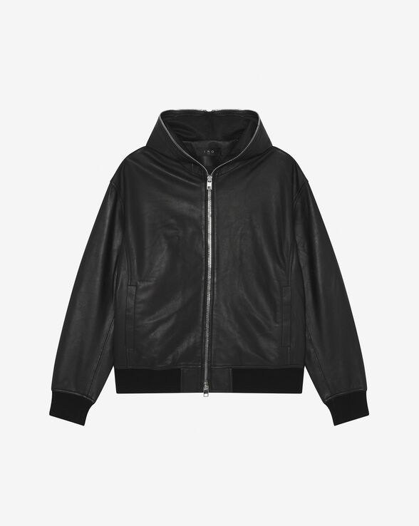 PRANE HOODED PERFORATED LEATHER JACKET