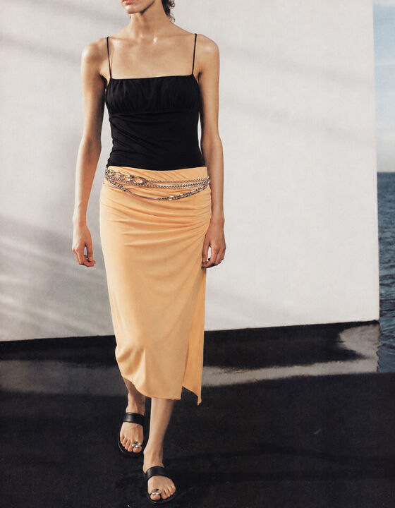 DRAPED MIDI SKIRT