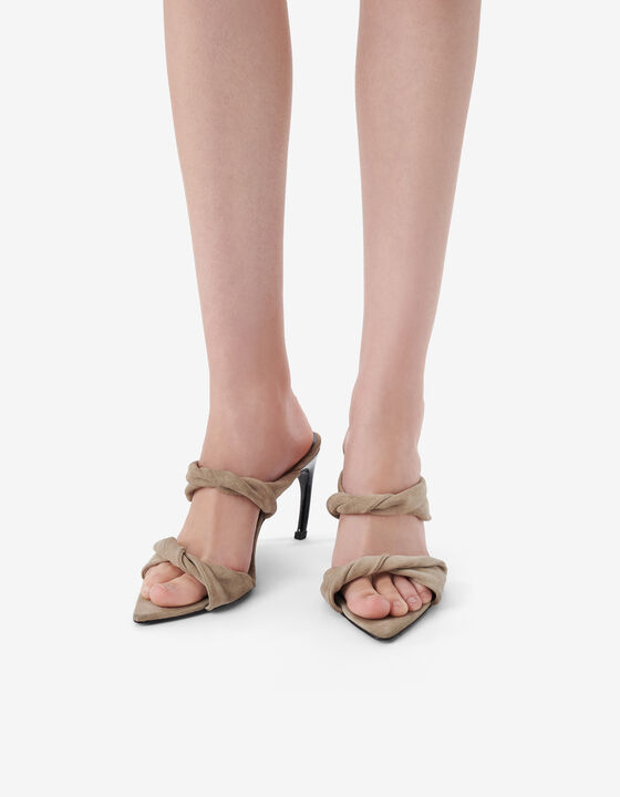 TWISTY SUEDE HEELED SANDALS
