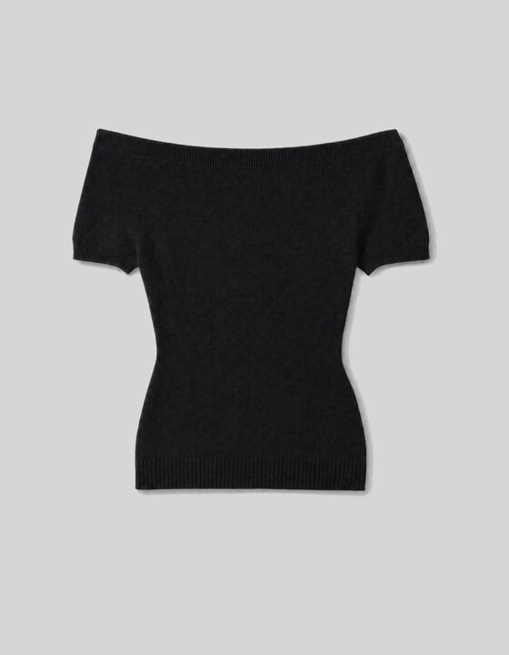 BARDOT-NECK KNIT TOP