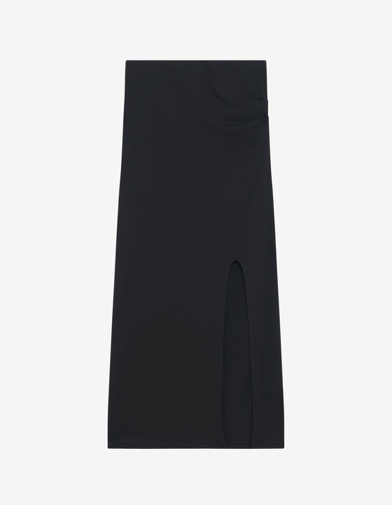 SLIT-FRONT MIDI SKIRT