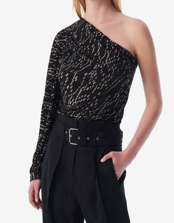 ASYMMETRICAL POLKA DOT TOP