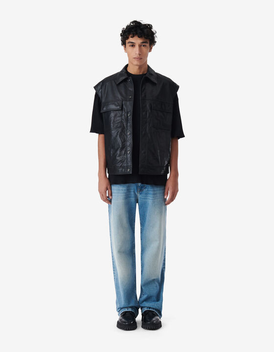 SLEEVELESS LEATHER JACKET