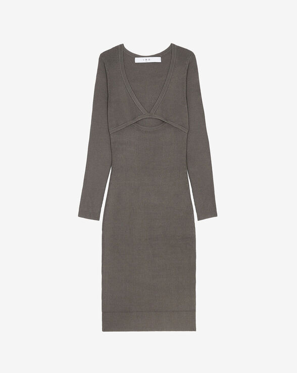 ROBE MIDI CÔTELÉE COL V EUGENIA