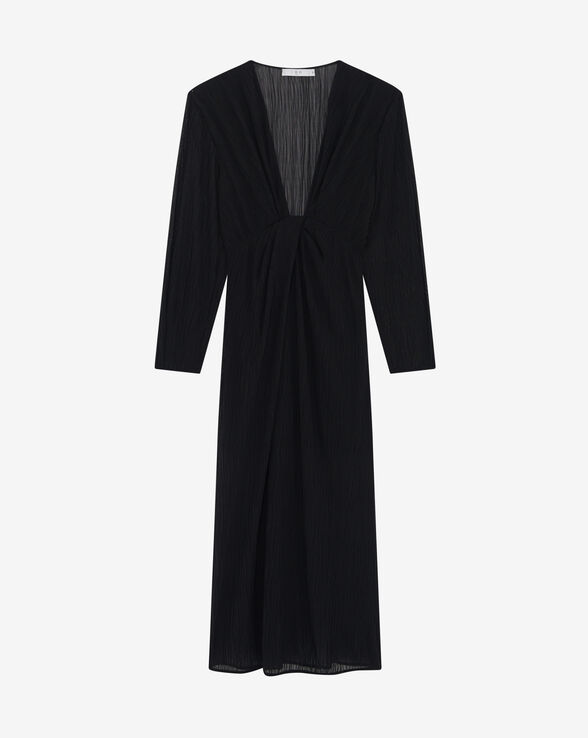 ALOFI LONG DRAPED V-NECK DRESS