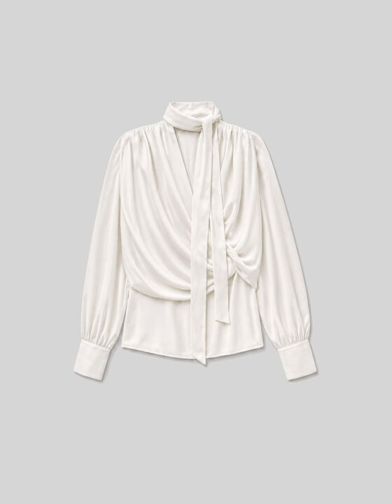 DRAPED BLOUSE WITH A TIED COLLAR