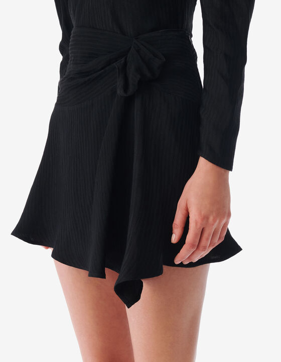 JUPE COURTE RAY&Eacute;E &Agrave; VOLANTS