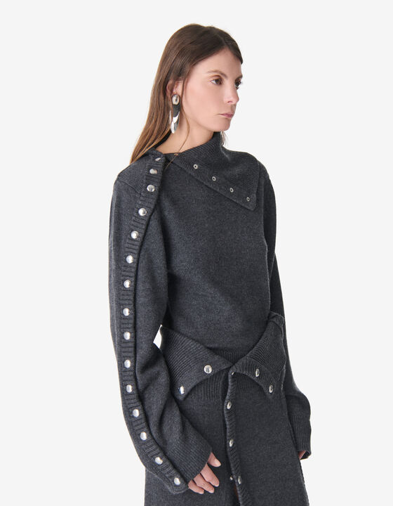 CROSS-NECK SWEATER WITH STUDS