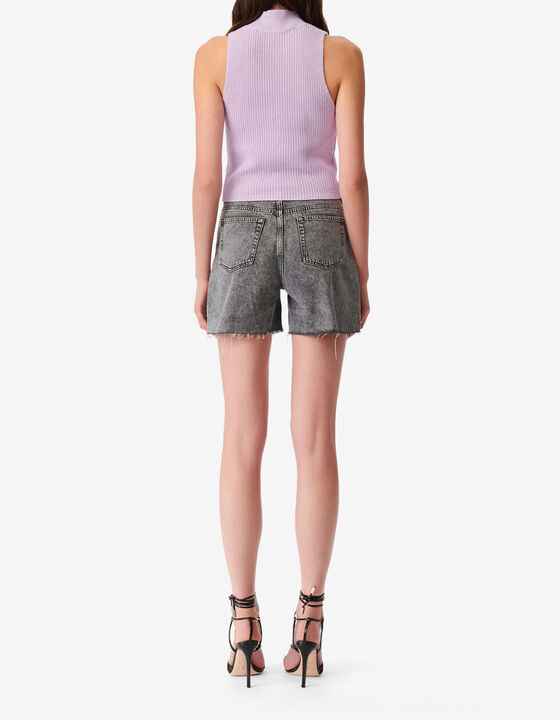 RIB KNIT SLEEVELESS TURTLENECK