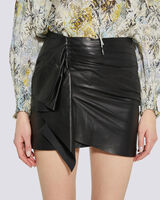 ZYRMA HIGH WAIST DRAPED LEATHER MINI SKIRT image number null