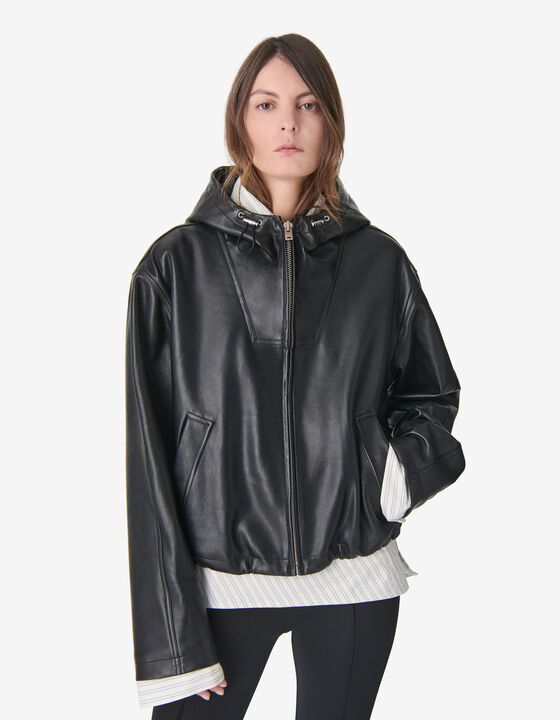 LEATHER HOODED JACKET