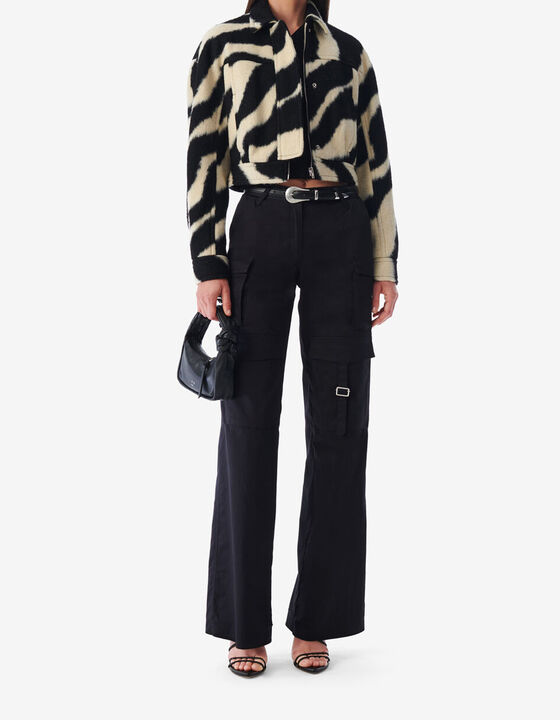 ZEBRA PATTERNED CROPPED JACKET