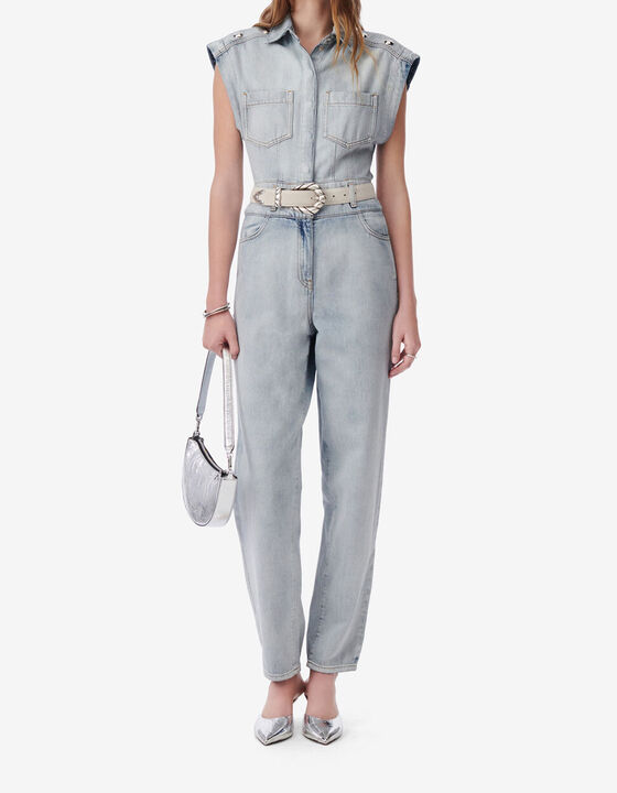 STUDDED DENIM JUMPSUIT