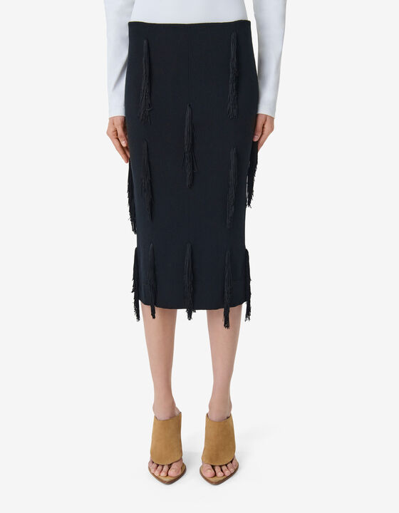 FRINGED MIDI SKIRT
