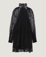 DEORRO LACE PUFF SLEEVE HIGH NECK MINI DRESS image number null