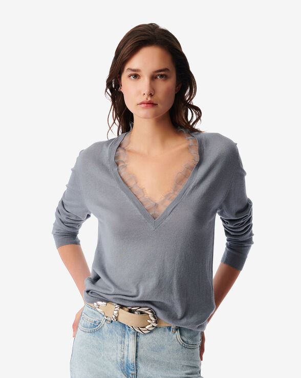 JAYDEN LACE V-NECK SWEATER