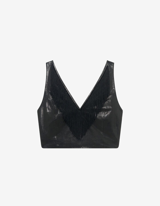 FRINGED LEATHER TOP