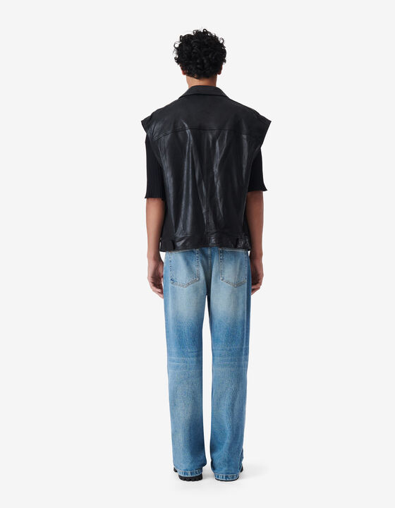 VESTE EN CUIR SANS MANCHES