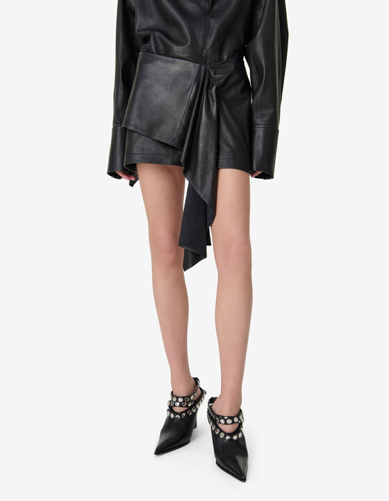 JUPE ASYM&Eacute;TRIQUE EN CUIR