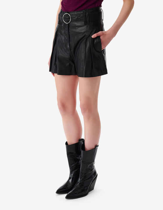 BELTED LEATHER SHORTS