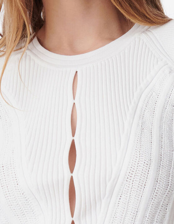 ROUND NECK CUT-OUT SWEATER