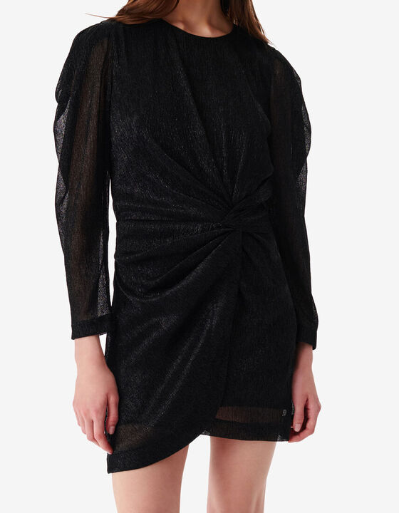 SHORT DRAPED ROUND-NECK DRESS