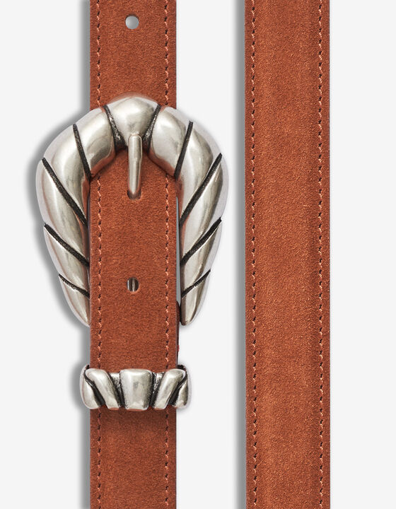 BABY SUEDE BELT WITH SCULPTED BUCKLE