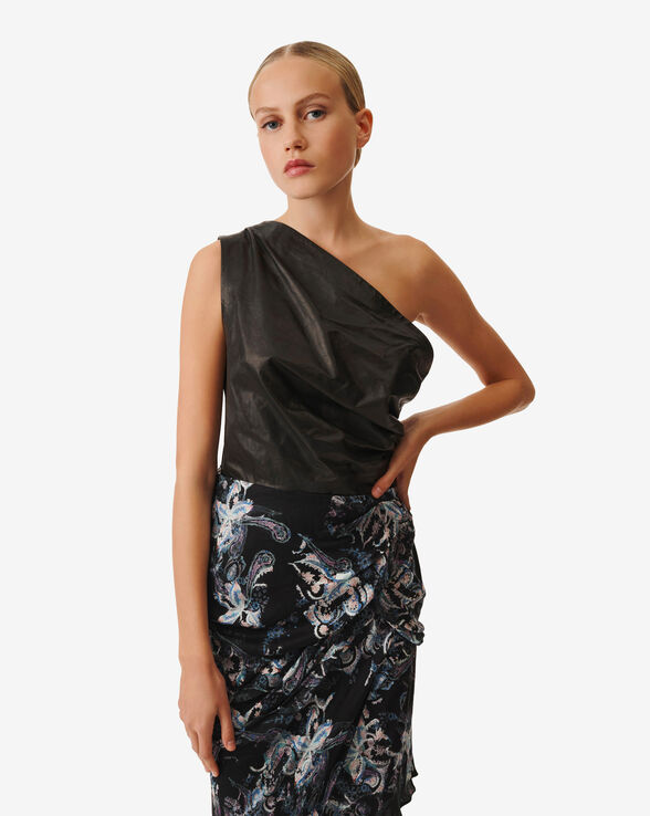 TOP ASYMÉTRIQUE EN CUIR OANA