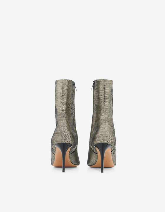 FOIL HIGH-HEEL ANKLE BOOTS