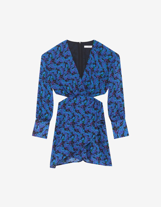 SHORT PRINTED V-NECK DRESS
